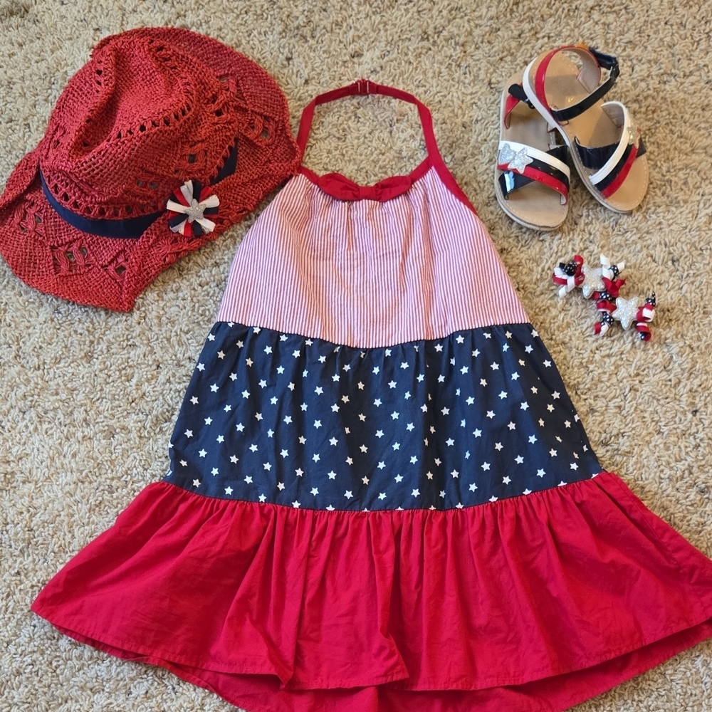 Red, White, and Blue Star Dress with Accessories